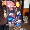 Tranh tráng gương hoa sen, tranh sen nghệ thuật, Tranh hoa sen cá chép phong thủy tài lộc tráng gương treo tường HSQC54