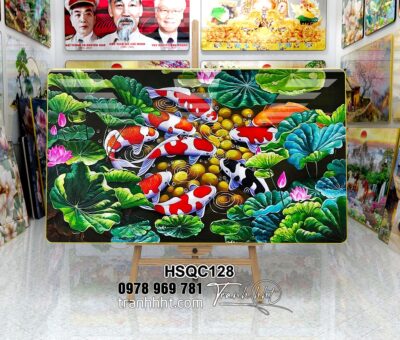 Tranh Hoa Sen Cá Chép HSQC128