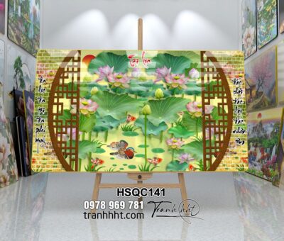 Tranh Hoa Sen Cá Chép HSQC141