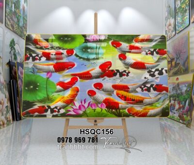Tranh Hoa Sen Cá Chép HSQC156