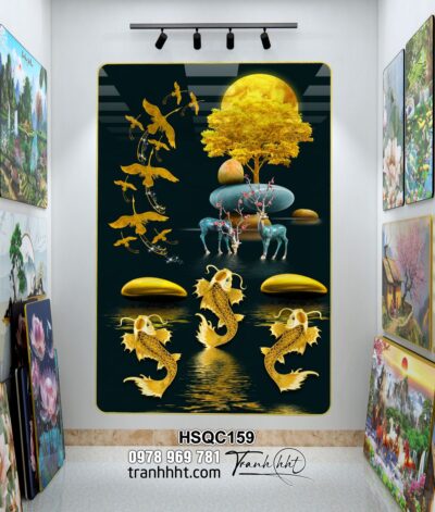 Tranh Hoa Sen Cá Chép HSQC159