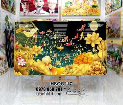 Tranh Hoa Sen Cá Chép HSQC217