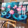 Khung tranh hoa sen decor, Tranh hoa sen cá chép nét đẹp vĩnh hằng tráng gương treo tường HSQC29