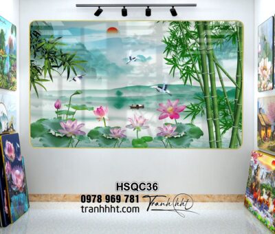 Tranh Hoa Sen Cá Chép HSQC36