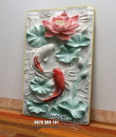 Tranh Hoa Sen Cá Chép HSQC48
