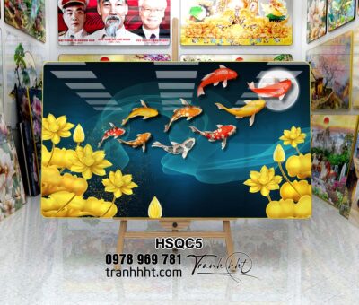 Tranh Hoa Sen Cá Chép HSQC5