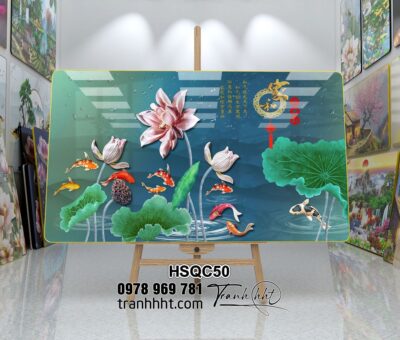 Tranh Hoa Sen Cá Chép HSQC50