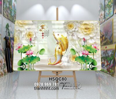 Tranh Hoa Sen Cá Chép HSQC80