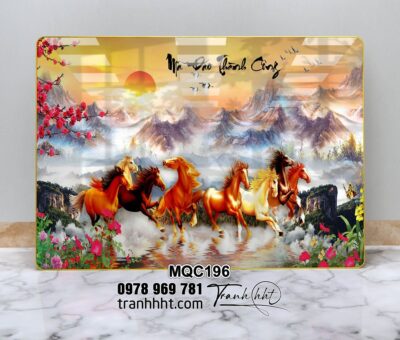 Tranh mã đáo treo tường, tranh ngựa tráng gương, Tranh treo tường ngựa mã đáo thành công dũng mãnh phong thủy tráng gương MQC171