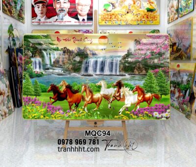 Tranh ngựa bát mã, tranh ngựa tráng gương, Tranh treo tường mã đáo thành công, ngựa bát mã tráng gương MQC94
