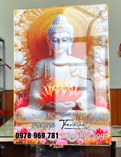 Tranh Phật treo tường, tranh bồ tát quan âm, Tranh treo tường Phật giáo thành tâm niệm chú quan âm tráng gương PQC113