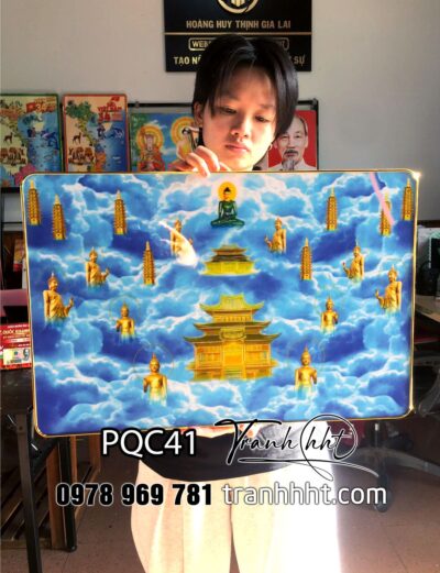 Tranh Phật tráng gương, Tranh treo tường Phật giáo tây phương cực lạc tráng gương PQC41