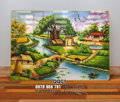 Tranh Tráng gương Đồng Quê, tranh Làng Quê Việt Nam, Tranh đồng quê chất liệu canvas, tranh canvas đồng quê, tranh Tây Bắc, tranh Ruộng Bậc Thang, tranh 3d