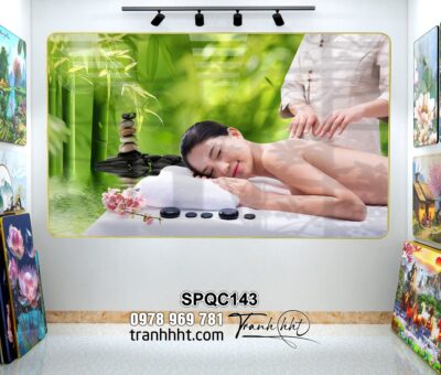 Tranh spa trị liệu, tranh spa mát xa, tranh spa cổ vai gáy, Tranh Spa dưỡng sinh xoa bóp thư giãn tráng gương treo tường SPQC143