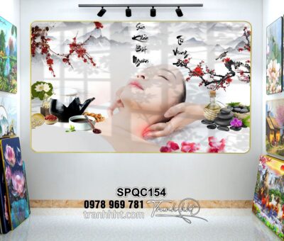 Tranh spa đông y, khung tranh đông y, Tranh Spa dưỡng sinh massage da chăm sóc da mặt tráng gương treo tường SPQC154