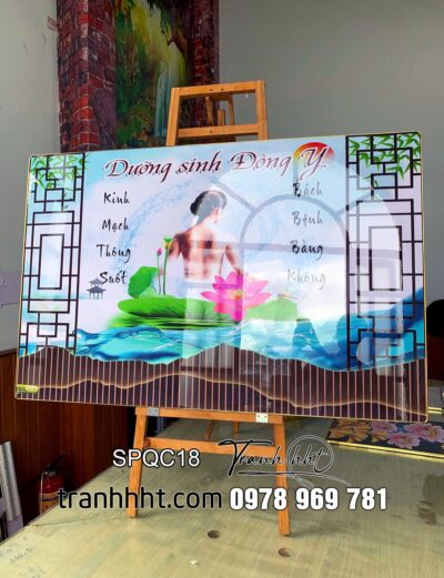 Tranh spa treo tường, Tranh Spa dưỡng sinh đông y kinh mạch lưu thông tráng gương treo tường SPQC18