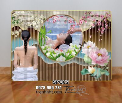 Khung tranh Spa, Tranh Spa dưỡng sinh nghĩ dưỡng thư thái tráng gương treo tường SPQC2