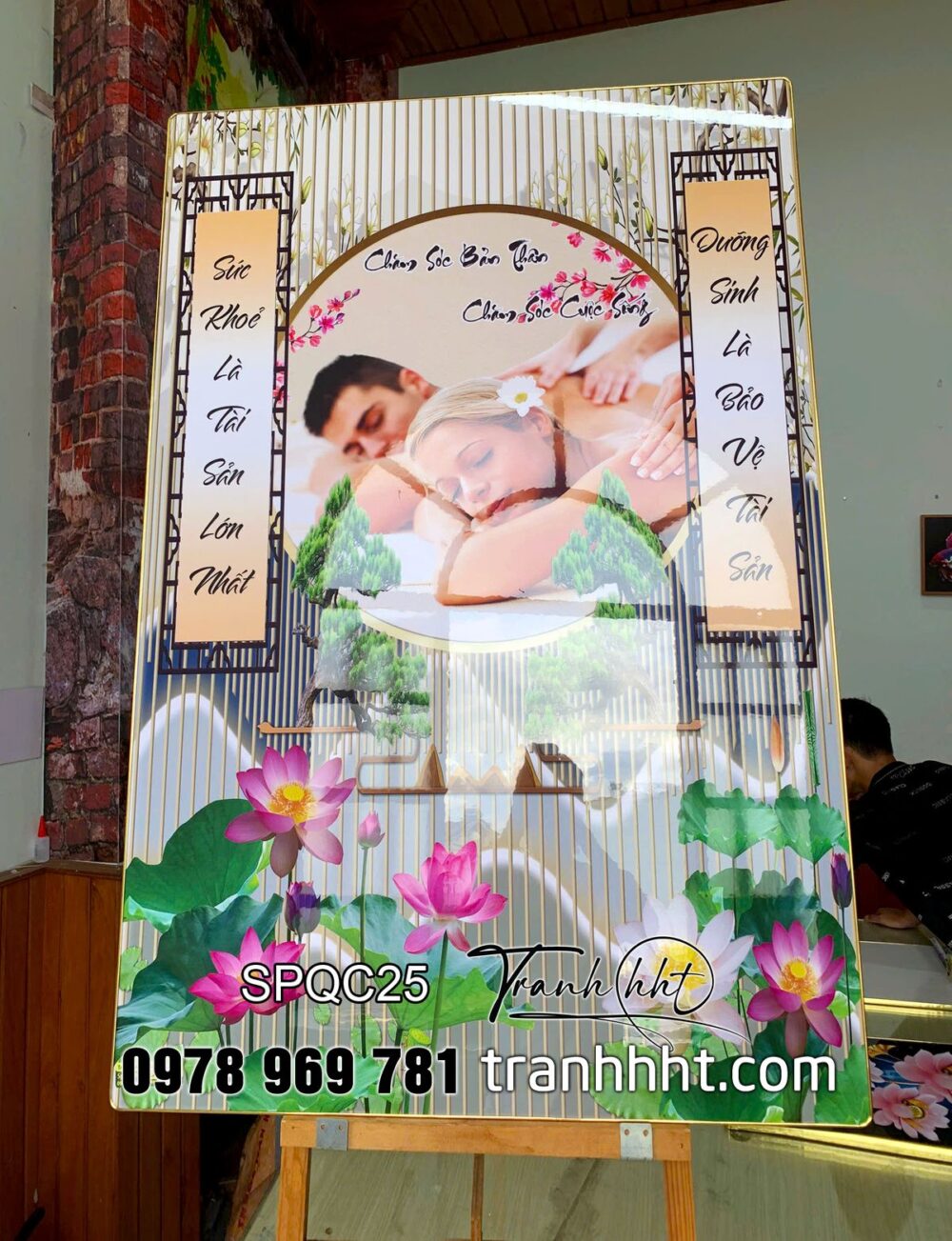 Khung tranh spa dưỡng sinh, Tranh Spa dưỡng sinh masage chăm sóc bản thân tài sản quý giá tráng gương treo tường SPQC25