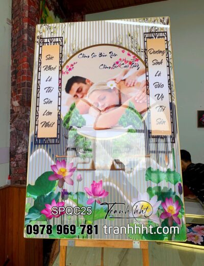 Khung tranh spa dưỡng sinh, Tranh Spa dưỡng sinh masage chăm sóc bản thân tài sản quý giá tráng gương treo tường SPQC25
