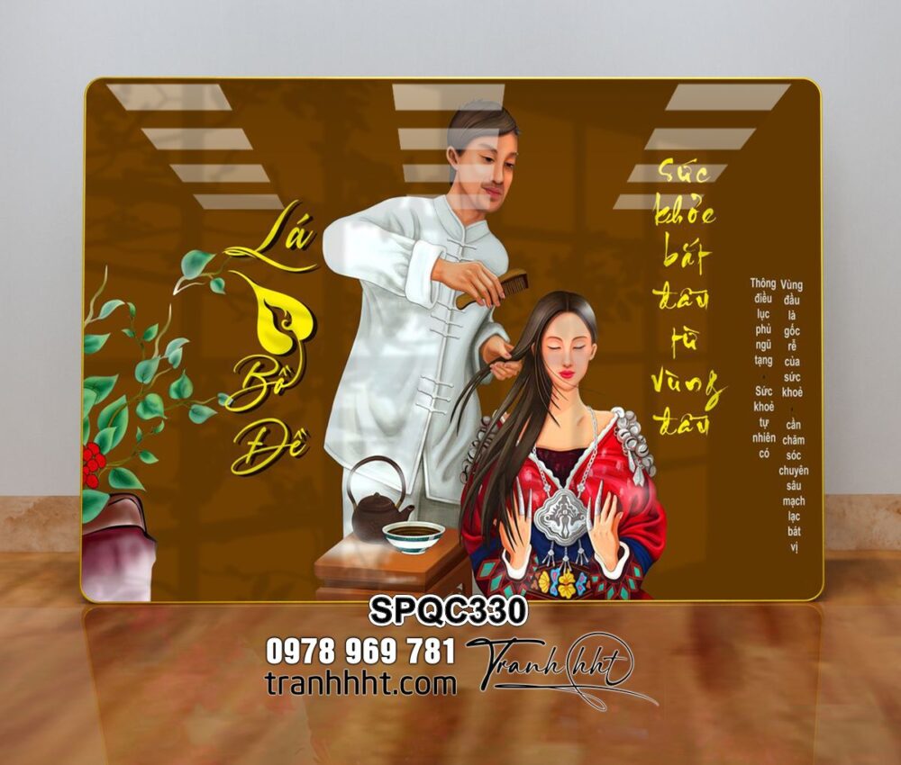 Tranh spa gội đầu, tranh gội đầu trị liệu, Tranh Spa dưỡng sinh gội đầu thảo dược tráng gương treo tường SPQC330