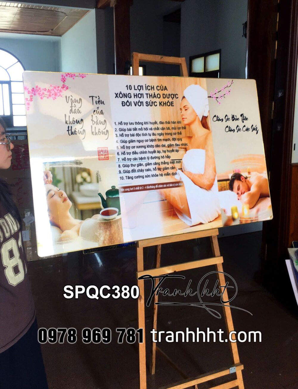 Tranh spa đả thông kinh lạc, Tranh Spa Dưỡng Sinh điều trị 10 lợi ích của xông hơi thảo dược tráng gương SPQC380