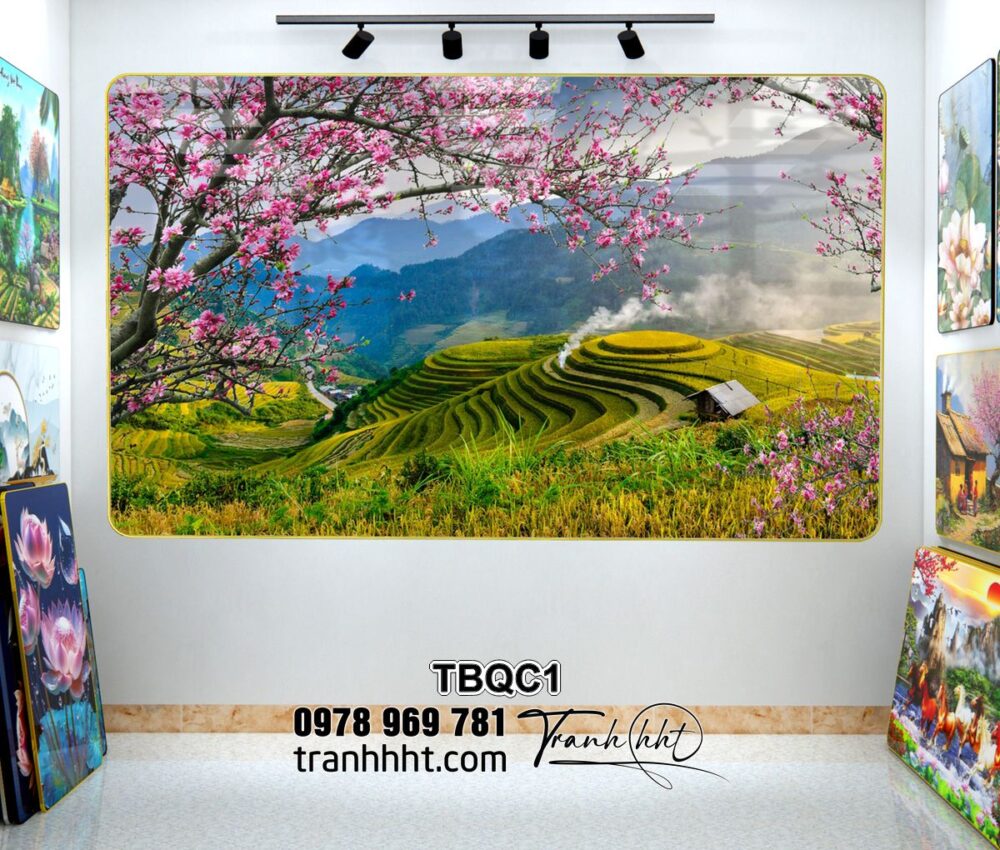 Tranh tráng gương Tây Bắc, tranh ruộng bậc thang, tranh phong cảnh sapa, tranh phong cảnh tây bắc, tranh du lịch Tây Bắc, khung tranh tây bắc canvas, tranh