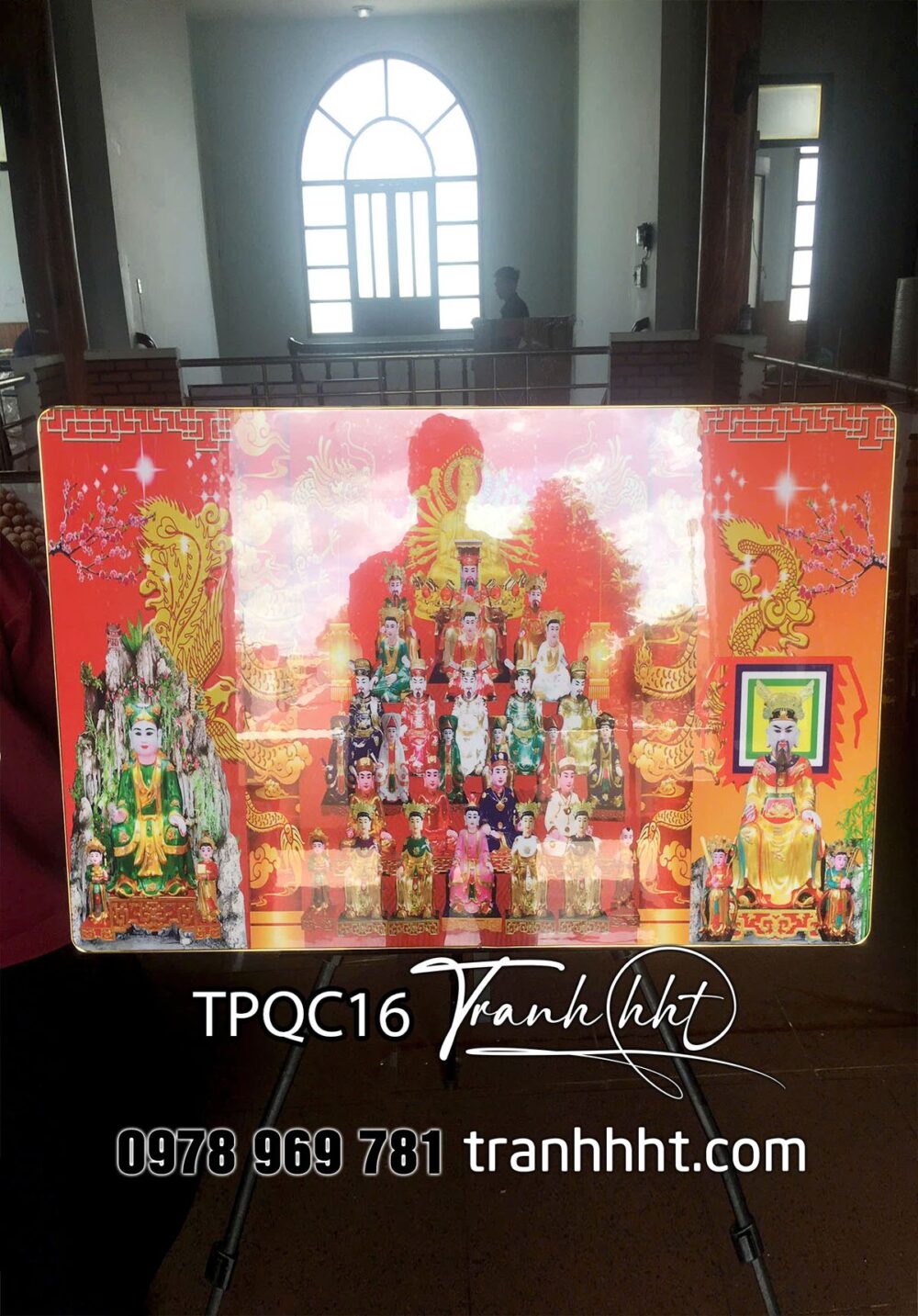 Tranh phòng thờ tứ phủ công đồng, bà chúa xứ tôn nghiêm tráng gương treo tường TPQC1