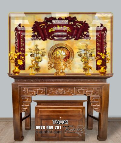 Tranh cửu huyền thất tổ, tranh gia tiên tráng gương, tranh đức lưu quang, tranh tủ thờ,Tranh phòng thờ kính nhớ tổ tiên TQC34