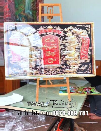 Tranh cửu huyền thất tổ, tranh kính nhớ tổ tiên, Tranh treo tường phòng thờ, tranh cửu huyền thất tổ tráng gương TQC45