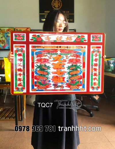 Tranh cửu huyền thất tổ, khung tranh phòng thờ, tranh tủ thờ, Tranh treo tường phòng thờ bàn thờ gia tộc tráng gương TQC7