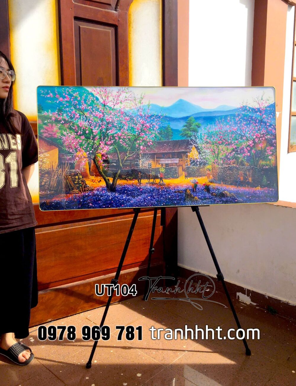 Tranh Tây Bắc trang trí, tranh phong cảnh đặc trưng khí hậu tráng gương treo tường UT104