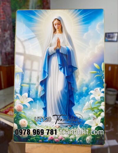 Tranh đức mẹ Maria, tranh công giáo Thiên Chúa Giê su jesus treo tường, Tranh Công giáo Đức mẹ Maria tráng gương UT120