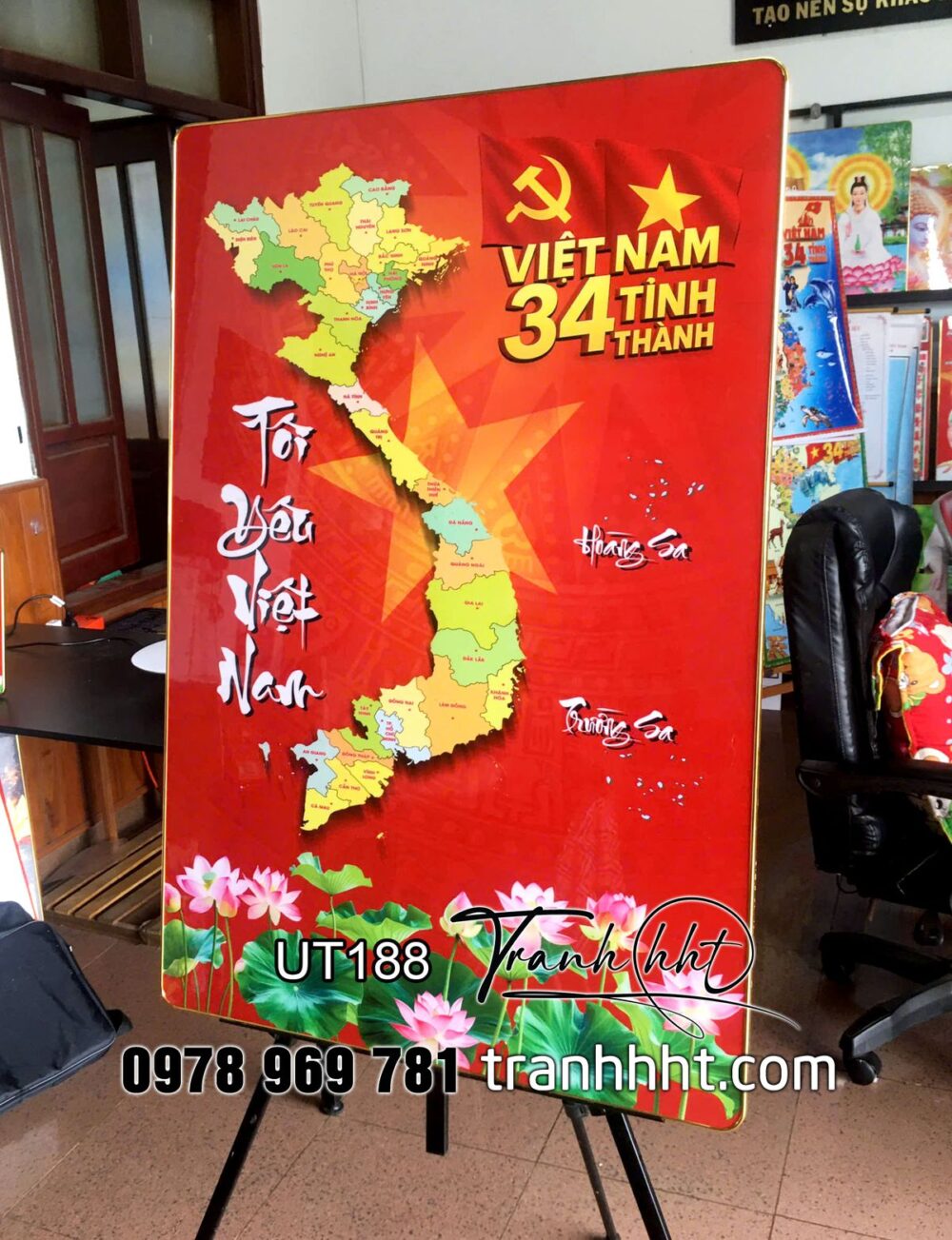 Tranh bản đồ việt nam, bản đồ 34 tỉnh, tranh bản đồ hành chính Việt Nam UT188