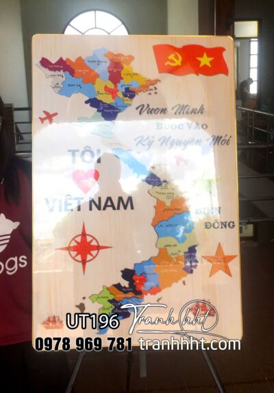 Tranh bản đồ việt nam treo tường, bản đồ việt nam 34 tỉnh, tranh Việt Nam tráng gương UT196