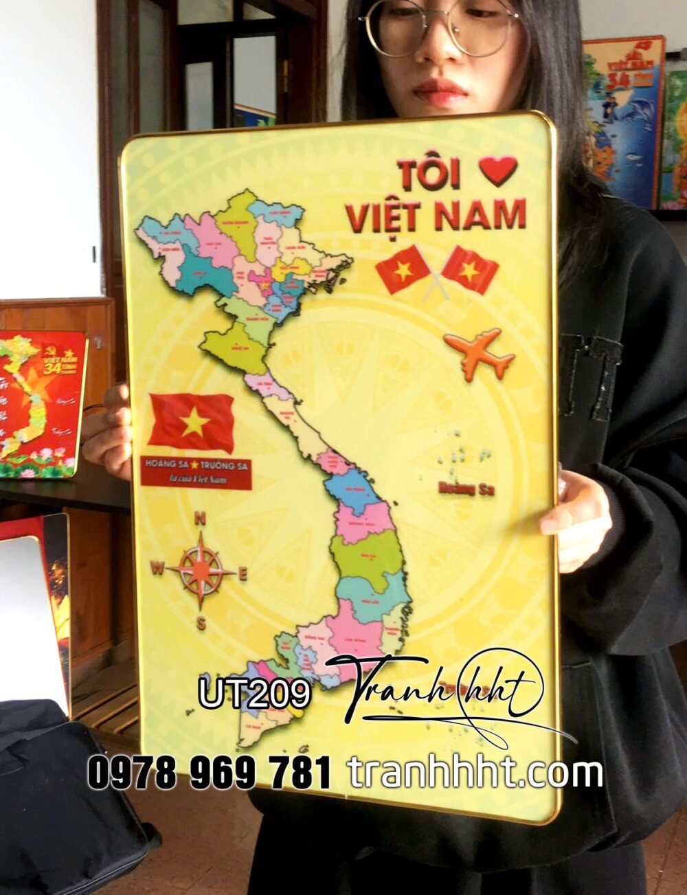 Bản đồ 34 tỉnh, Bản đồ Việt Nam 34 tỉnh tráng gương, Tranh treo tường bản đồ việt nam, Khung ảnh bản đồ 34 tỉnh tráng gương UT209