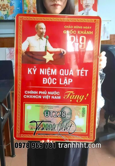 (Tranh để bàn) Tranh Kỷ niệm ngày quốc khánh, tranh kỷ niệm 2/9, tranh tết độc lập, tranh bác hồ, tranh quốc khánh tráng gương UT228