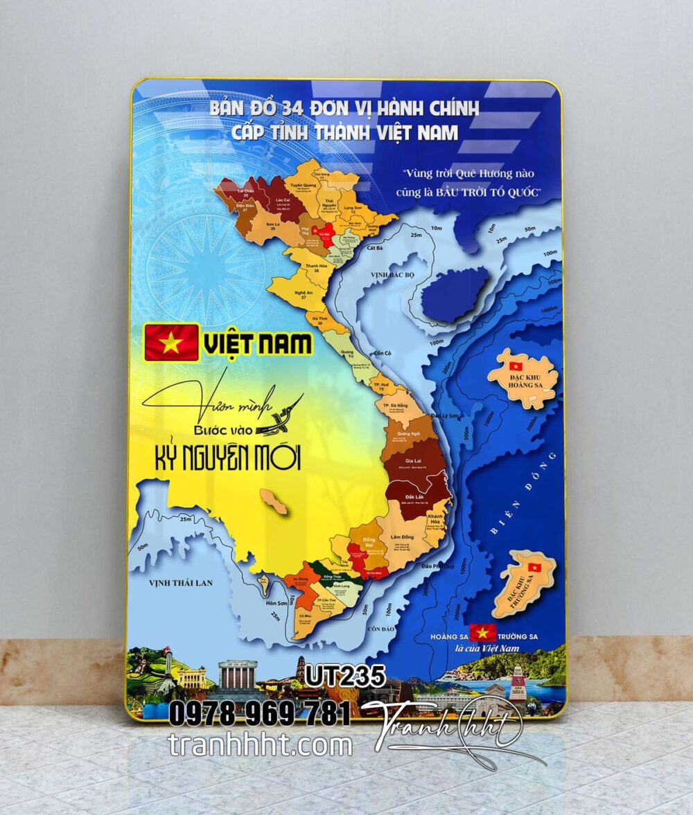 Tranh bản đồ việt nam 34 tỉnh thành, Lịch Tết bản đồ Việt Nam, Khung tranh lịch bản đồ việt nam 34 tỉnh thành, tranh bản đồ việt nam tráng gương treo tường