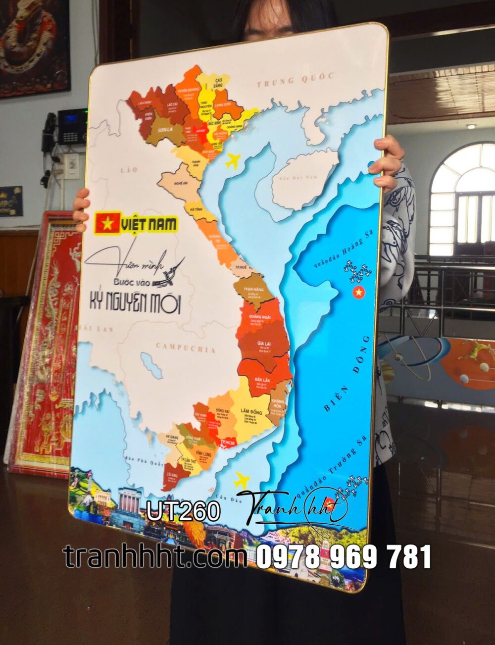 Bản đồ 34 tỉnh Việt Nam - Tranh bản đồ 34 tỉnh việt nam tráng gương - Bản đồ gỗ 3D tráng gương 34 tỉnh Việt nam - Bản đồ việt nam treo tường - Khung ảnh bản đồ Việt Nam 34 tỉnh thành tráng gương UT260