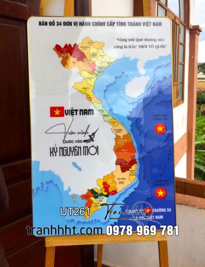 Bản đồ Việt Nam in 3d, Tranh bản đồ 34 tỉnh việt nam 3d tráng gương, bản đồ gỗ 3D tráng gương 34 tỉnh Việt nam, bản đồ việt nam treo tường, Khung ảnh bản đồ Việt Nam 34 tỉnh thành tráng gương UT261