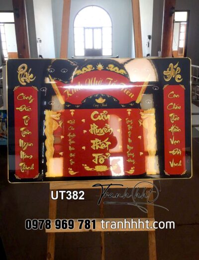 Tranh phòng thờ cửu huyền thất tổ đức lưu quang, tranh thờ tổ tiên, tranh trang trí bàn thờ treo tường, tranh bàn thờ phúc đức lưu truyền tráng gương treo tường UT382