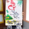 Tranh nhà giáo việt nam 20 tháng 11, tranh thư pháp tri ân cội nguồn, tranh chữ thư pháp dòng sông bên làng quê tráng gương treo tường UT395