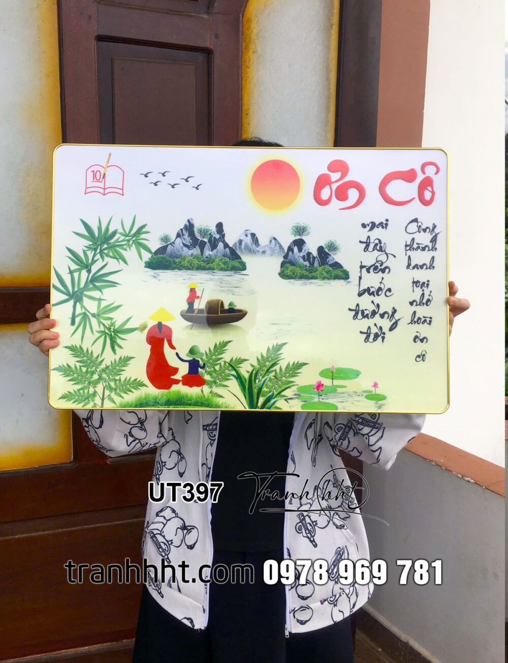 Tranh nhà giáo việt nam 20 tháng 11, tranh thư pháp tri ân thầy cô, tranh thư pháp ông bà cha mẹ, tranh chữ thư pháp tổ tiên, tranh tặng thầy cô UT397