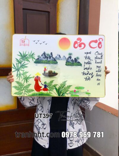 Tranh nhà giáo việt nam 20 tháng 11, tranh thư pháp tri ân thầy cô, tranh thư pháp ông bà cha mẹ, tranh chữ thư pháp tổ tiên, tranh tặng thầy cô UT397