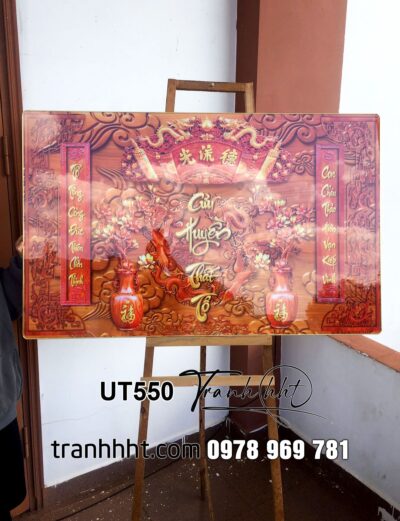 Tranh phòng thờ cửu huyền thất tổ, Tranh Thờ Đức Lưu Quang, tranh bàn thờ, Tranh Gia Tiên tráng gương treo tường UT550