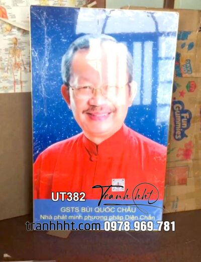 Tranh Y khoa chân dung GSTS Bùi Quốc Châu tráng gương treo tường, Tranh diện chẩn đồng ứng đồ hình bùi quốc châu YQC186