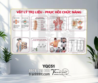 Tranh phòng khám y khoa, tranh cơ xương khớp, Tranh Y khoa vật lí trị liệu phục hồi chức năng tráng gương treo tường YQC51
