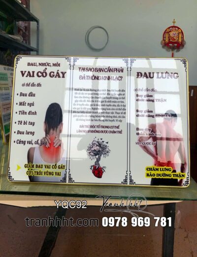 Tranh cổ vai gáy, tranh y khoa trị liệu, Tranh Y khoa đau cổ vai gáy đau lưng tráng gương treo tường YQC92