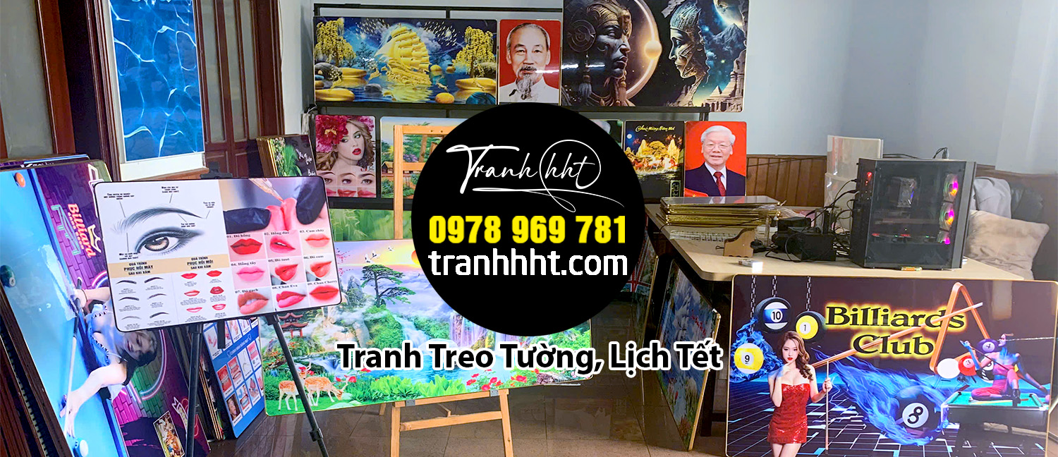 Tranh treo tường tráng gương canvas, Lịch Tết treo tường, tranh HHT, Khung tranh treo tường decor