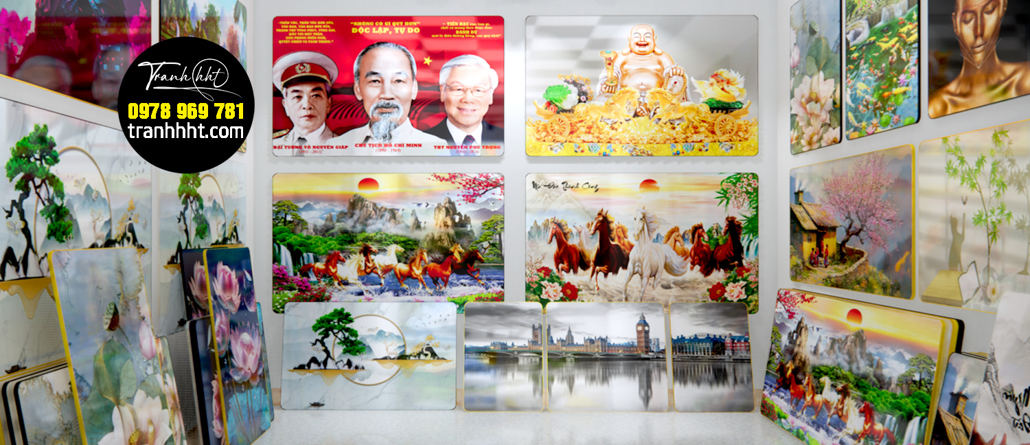 Tranh treo tường tráng gương canvas, Lịch Tết treo tường, tranh HHT, Khung tranh treo tường decor