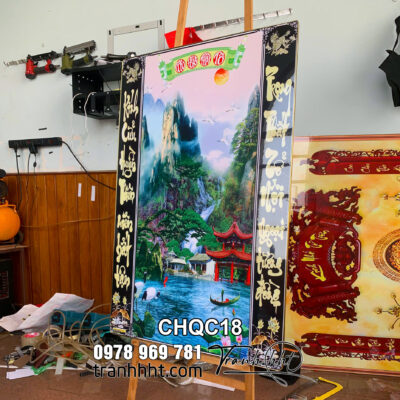 Tranh treo tường cửu huyền thất tổ hồng phúc tổ tiên tráng gương, Tranh trang trí phòng thờ bàn thờ tổ tiên CHQC18